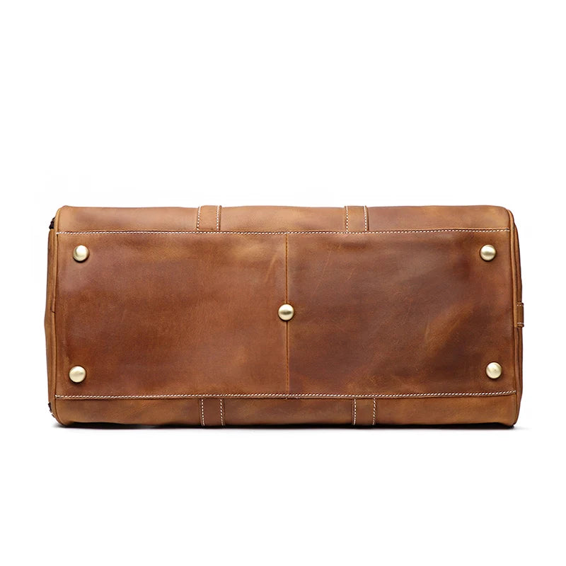 Leather Duffle Bag with Shoe Compartment