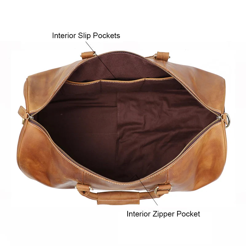 Leather Duffle Bag with Shoe Compartment